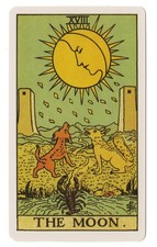 The Moon - 18, Rider Waite Single Swap Tarot Card, no ©, Original, 2¾