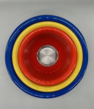Vtg MCM Pyrex 3pc Set Nesting Bowls Primary Colors Blue 2.5L Yellow 1.5L Red 1L picture