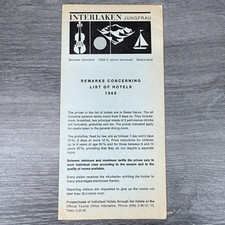 Vtg 1968 Travel Brochure Switzerland Interlaken Official List Of Hotels Pamphlet picture