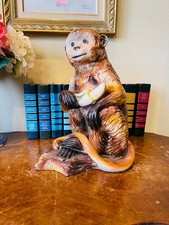 Vintage Large Italian Majolica Porcelain Monkey Figurine picture