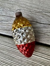 VTG Made In US OF A Corning Pinecone Ornament Tri-Colored Late 1930s Prewar HTF picture