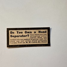 R. E. Cobb Do You Own A Hand Separator St. Paul 1906 Minneapolis Ad 5AL1-S29 picture