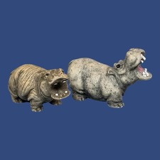 Vintage Hippo Hippopotamus Resin Figures House Hippo Mouth Open Small Figurines picture