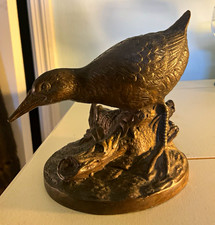 Bronze Metal Quail Bird Figurine on Base, Metallic Finish, 5 in L x 3 in H picture