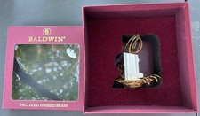 Baldwin 24 KT Gold Finished Brass Candle Ornament in original box picture