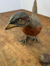 XL Antique Signed J. Csadek Vienna Bronze Pheasant Austrian Cold Painted Rare picture