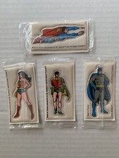 Mr Bubble Super Friends Puffy Sticker Set - Batman Robin Superman Wonder 1979 picture