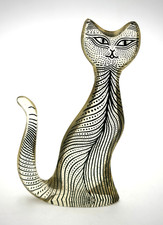 Vintage Abraham Palatnik 4’’ Lucite Sitting Cat: Stylized Op Art Sculpture picture