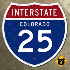Colorado Interstate 25 highway route sign 1957 Springs Denver 12x12 picture