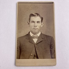 Antique CDV Photo Handsome Man Clean Shaven Striking Eyes picture