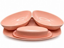 Melmac Pink Melamine Lot Of 4 Vintage Tray Butter dish & Oval Serving Bowls picture