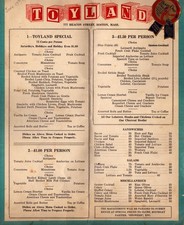 1937 Toyland  Restaurant  Menu  Boston  Massachusetts   12
