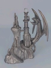 Spoontiques Pewter Winged Dragon Coiled Around Tower MR834 picture