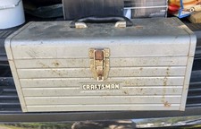 Vintage Sears Craftsman Gray Metal Tool Box Tote Ribbed No Tray picture