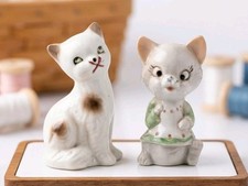 Pair of Vintage Anthropomorphic Ceramic Cat Figurines – Made in Japan Signed picture