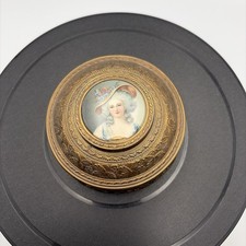Vintage P.N.C.W. Ornate Brass Trinket Box Vanity Powder Jewelry Victorian USA picture