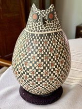 Vintage Mata Ortiz Pottery Owl Effigy Signed by Cristina Acosta picture