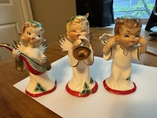 Vintage Josef Originals Ceramic Christmas Naughty Angels Playing Instruments picture