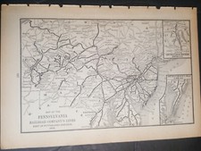 1895 dated railroad route map PENNSYLVANIA RAILROAD Lines EAST of Pittsburgh  picture