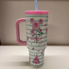 NEW 2026 WALT DISNEY WORLD CASTLE BOW ROSES HEARTS HOT & COLD TUMBLER 40oz 🎀  picture