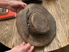 Antique Western Americana Leather Cowboy Hat Folk Art Frontier Gold Days? picture