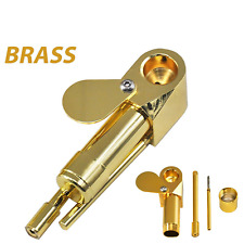 Brass Tobacco Smoking Pipe w/ Lid Bowl & Stash Storage Cylinder Chamber Metal picture