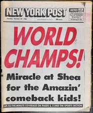 New York Post Oct 28 1986 NY METS WIN WORLD SERIES Miracle at Shea - Complete picture