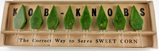Vintage 1930s Schneider Kob-Knobs Green Swirl Bakelite Corn Cob Holders Art Deco picture