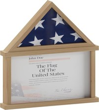 Flash Furniture Flag Shadow Box, Fits 9x5 Burial Flag, Weathered picture