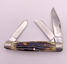 Vintage USA Queen Steel #49 3 Blade Large Stockman Knife 1961-1971 picture