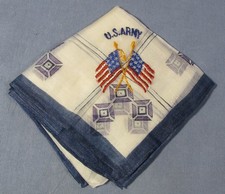 Beautiful WWII Silk Handkerchief with Embroidered AMERICAN FLAGS & 