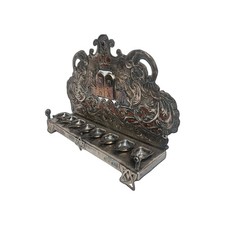 ​Antique 1857 Imperial Russian 84 Silver Hanukkah Menorah – Judaica Hanukkia picture