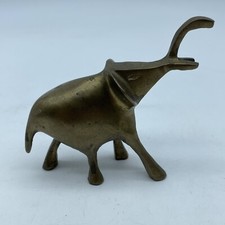 Brass Lucky Elephant 4” X 3” Figurine Trunk Up Vintage picture