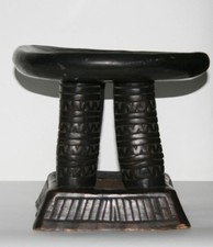 African Oku Wood Carved Prestige Stool Cameroon Black Vintage 10