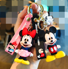 2PCS Disney Mickey & Minnie Mouse 3D PVC Bags Hanger Pendant Keychains Key Rings picture