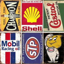 6 Pack Vintage Metal Tin Signs Garage Gas Station Wall Decor Old Car Shop Poster picture