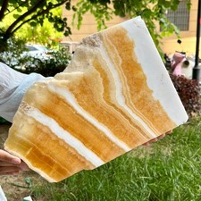 5.3 lb Yellow Calcite Crystal Polished Double Sided Slice Natural Specimen picture