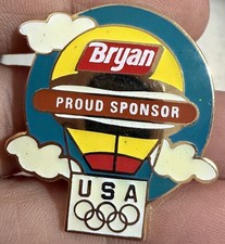 Vintage USA Olympics Bryan Foods Sponsor Hot Air Balloon Lapel Pin Aminco picture
