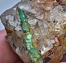 65 Gram Unique Natural Emerald Crystal On Quartz Crystal Cluster With Pyrite picture