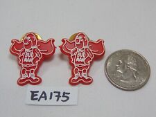 2 Bud Man Budweiser Beer Vintage Lapel Pin Red Plastic Lot of 2 Busch picture
