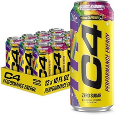 C4 Performance Energy Drink Cosmic Rainbow Zero Sugar 12 Pack 16oz Cans picture