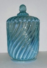Beatty Swirl Blue Opalescent Covered Sugar Bowl picture