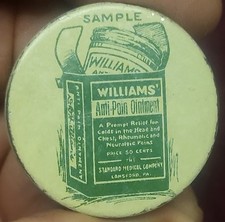 Empty 1920s Williams' ANTI-PAIN OINTMENT Standard Medical Co.  SAMPLE TIN picture
