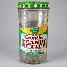 Vintage JFG Crunchy Peanut Butter 16 Oz Glass Jar Lid Knoxville TN Advertising picture