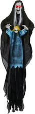 6.1 Ft Hanging Halloween Animatronic Decoration, Sound-Activated Witch with Spoo picture