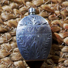 Vintage Sterling Silver Mini Engraved Perfume Bottle,  Screw Cap picture