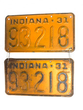 1931 PAIR Indiana 5 digit license plates plate 93218 shortys w/original paint picture