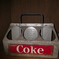 Vintage 1950s Coca Cola Aluminum 6 Bottle Carrier Coke Bottling Plant Caddy picture