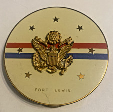 Vintage WW11 Henriette Military Sweetheart Compact US Army Fort Lewis Enamel picture