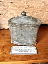 Antique 18th C Georgian Lead Tobacco Box - English Tobacco Jar Caddy Circa 1800 picture